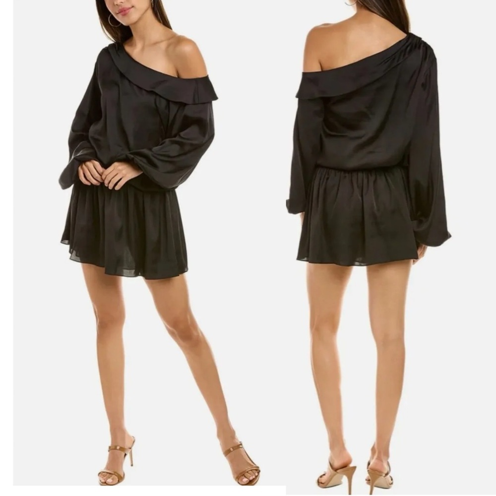 RAMY BROOK Timothy Off
Shoulder Blouson Mini Dress Black
Size S Small Org $445